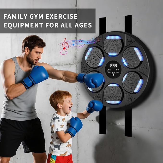 Music Boxing Machine for Adults and Kids with Boxing Gloves Wall Mounted, Smart Musical Punching Game Machine Equipment-Aylmersport