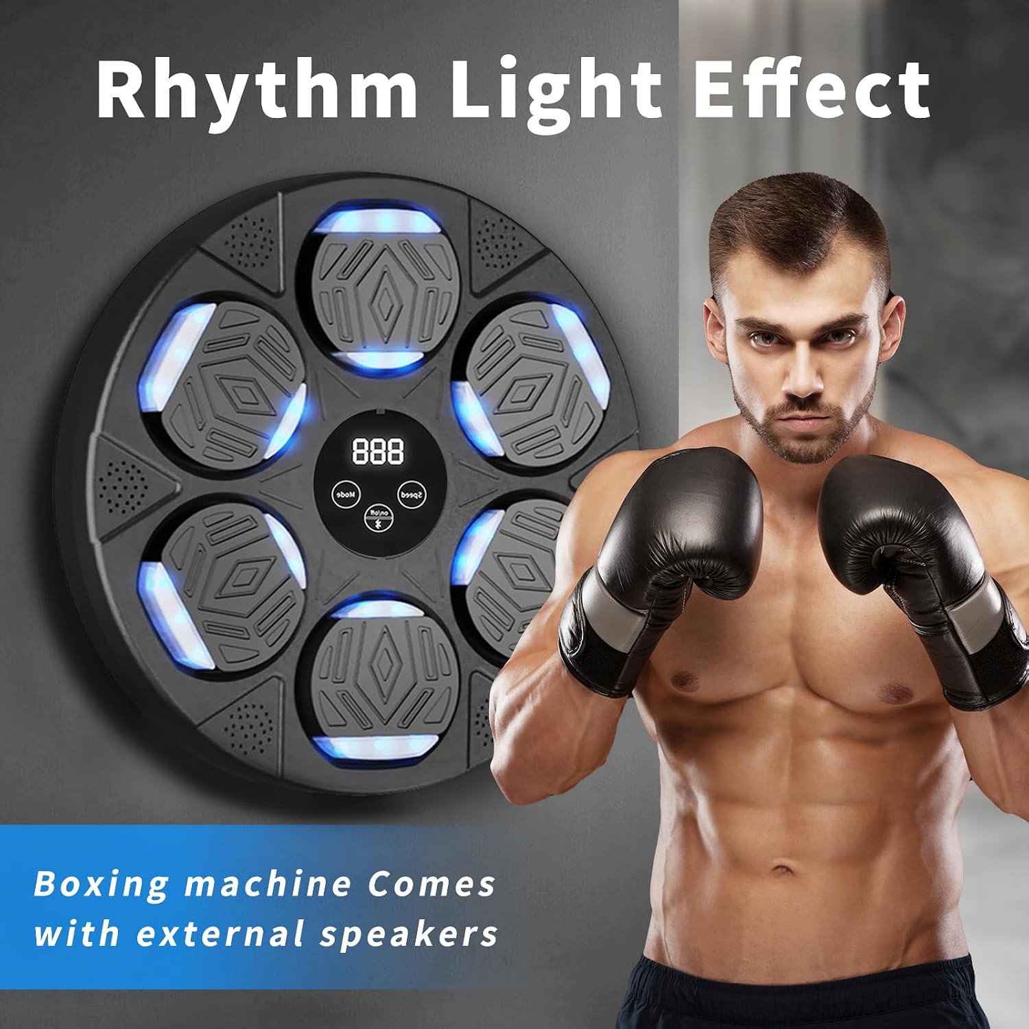 Music Boxing Machine for Adults and Kids with Boxing Gloves Wall Mounted, Smart Musical Punching Game Machine Equipment-Aylmersport