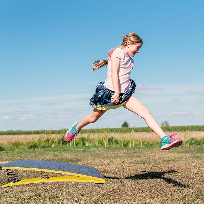 Gymnastics Springboard for Kids Vaulting Training Fitness Playing, Portable Curved Spring Board, Hard Wood Practice Equipment, Elastic Board for Home Room Athletics Training-Aylmersport