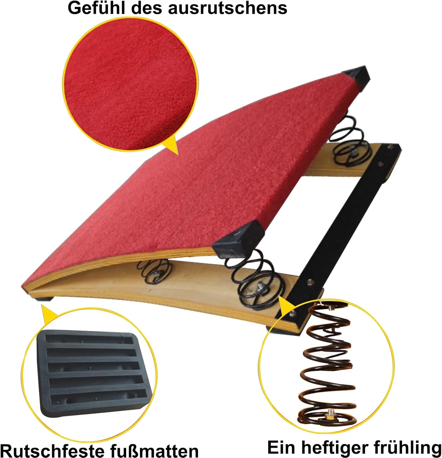 Gymnastics Springboard for Kids Vaulting Training Fitness Playing, Portable Curved Spring Board, Hard Wood Practice Equipment, Elastic Board for Home Room Athletics Training-Aylmersport