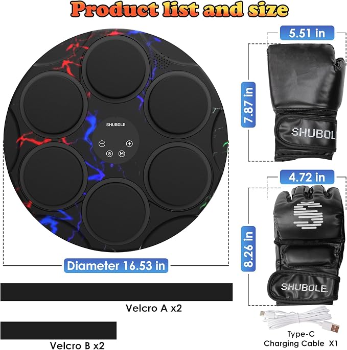 Music Boxing Machine with Boxing Gloves - Wall Mounted Punching Machine for Adults & Kids, 9-Speed Punch Game, Wall Boxing Punching Pad, Upgrade Gifts for Boys Age 6+-Aylmersport
