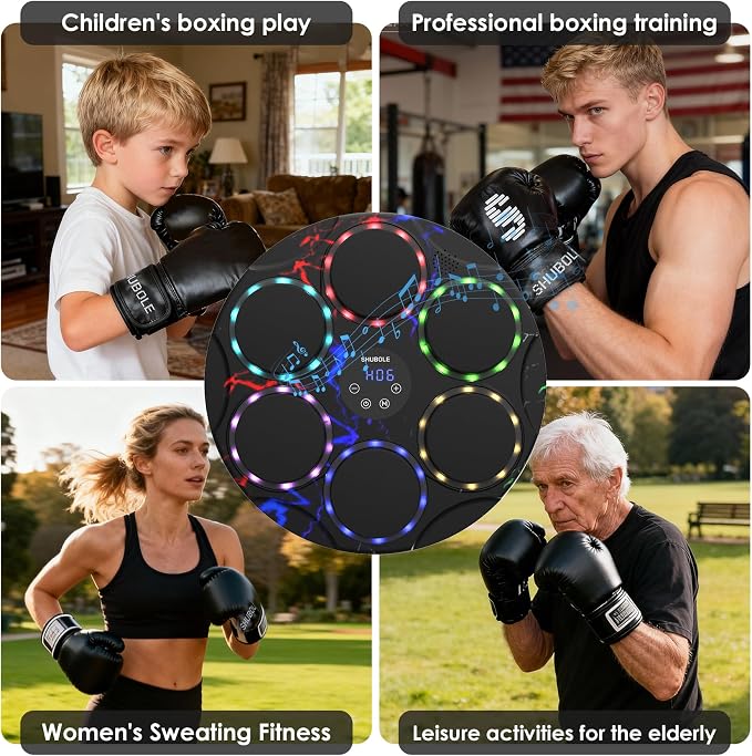 Music Boxing Machine with Boxing Gloves - Wall Mounted Punching Machine for Adults & Kids, 9-Speed Punch Game, Wall Boxing Punching Pad, Upgrade Gifts for Boys Age 6+-Aylmersport