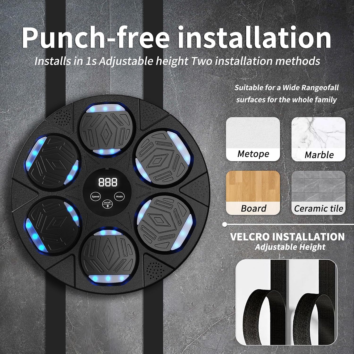Music Boxing Machine for Adults and Kids with Boxing Gloves Wall Mounted, Smart Musical Punching Game Machine Equipment-Aylmersport