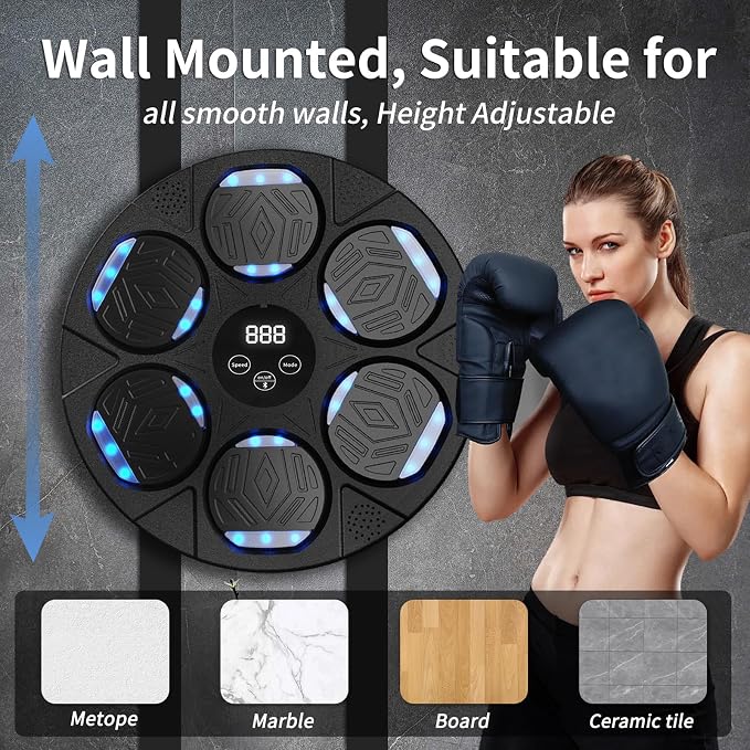 Music Boxing Machine for Adults and Kids with Boxing Gloves Wall Mounted, Smart Musical Punching Game Machine Equipment-Aylmersport
