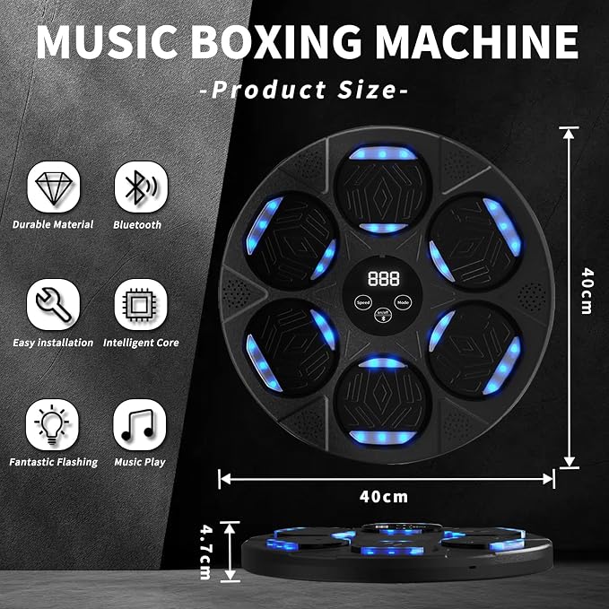 Music Boxing Machine for Adults and Kids with Boxing Gloves Wall Mounted, Smart Musical Punching Game Machine Equipment-Aylmersport