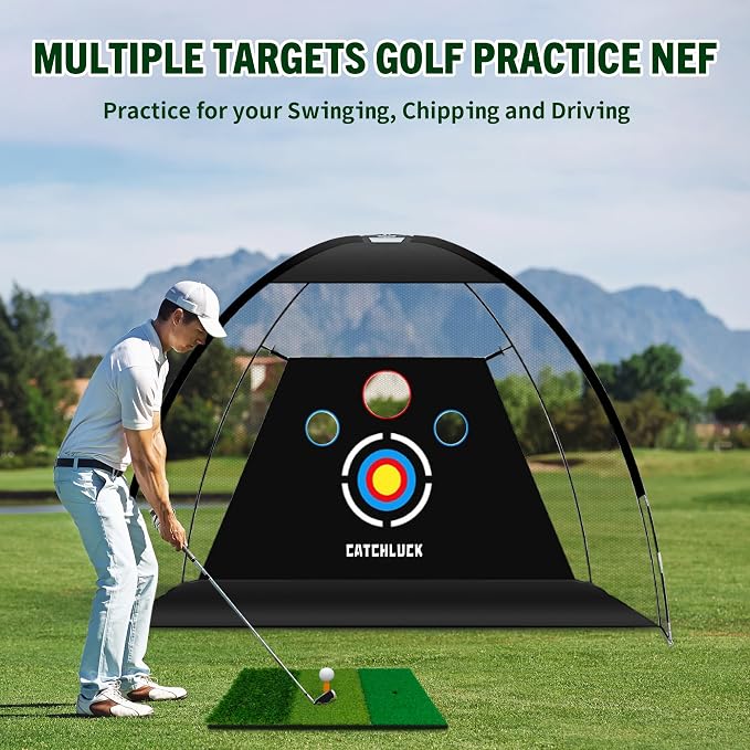 Golf Practice Net 10x7ft Golf Nets for Backyard Driving Real Balls, Outdoor Indoor Golf Hitting Net with Multiple Targets Training Aid Net Accessories-Aylmersport