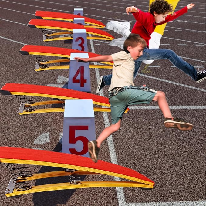 Gymnastics Springboard for Kids Vaulting Training Fitness Playing, Portable Curved Spring Board, Hard Wood Practice Equipment, Elastic Board for Home Room Athletics Training-Aylmersport
