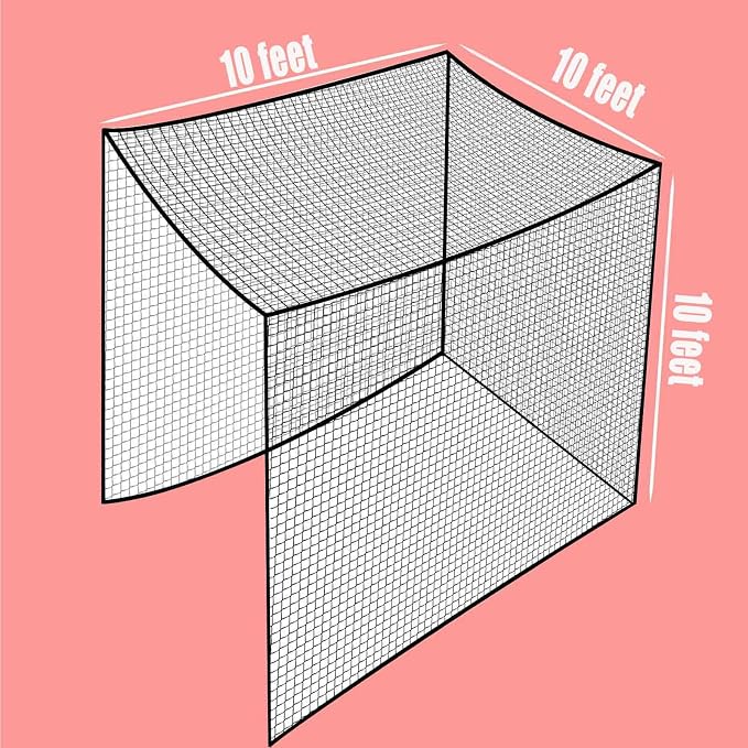 Golf Batting Cage Netting with Extra Striking Net 10 X 10 X 10ft Golf Cage Netting Practice Netting for Indoor Outdoor Backyard Practicing (Frame NOT Included)-Aylmersport