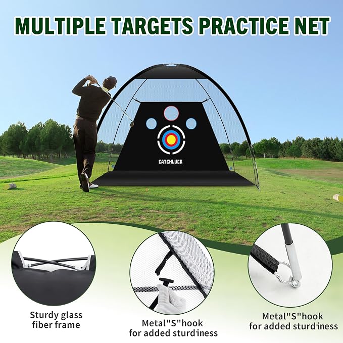 Golf Practice Net 10x7ft Golf Nets for Backyard Driving Real Balls, Outdoor Indoor Golf Hitting Net with Multiple Targets Training Aid Net Accessories-Aylmersport