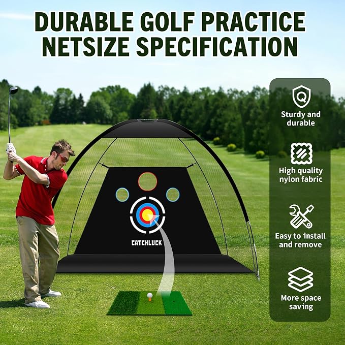 Golf Practice Net 10x7ft Golf Nets for Backyard Driving Real Balls, Outdoor Indoor Golf Hitting Net with Multiple Targets Training Aid Net Accessories-Aylmersport