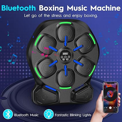 Music Boxing Machine with LED Lights, Bluetooth, 9 Speed Modes & Counting Mode, Musical Boxing Trainer for Home & Gym-Aylmersport