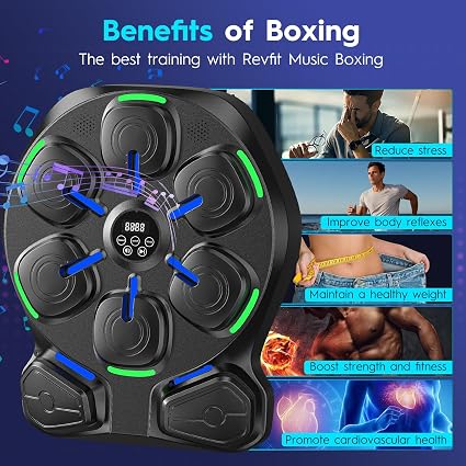 Music Boxing Machine with LED Lights, Bluetooth, 9 Speed Modes & Counting Mode, Musical Boxing Trainer for Home & Gym-Aylmersport