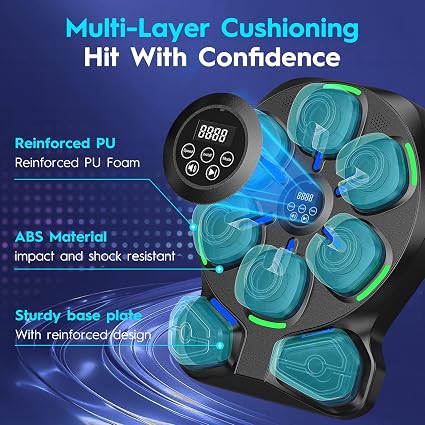 Music Boxing Machine with LED Lights, Bluetooth, 9 Speed Modes & Counting Mode, Musical Boxing Trainer for Home & Gym-Aylmersport