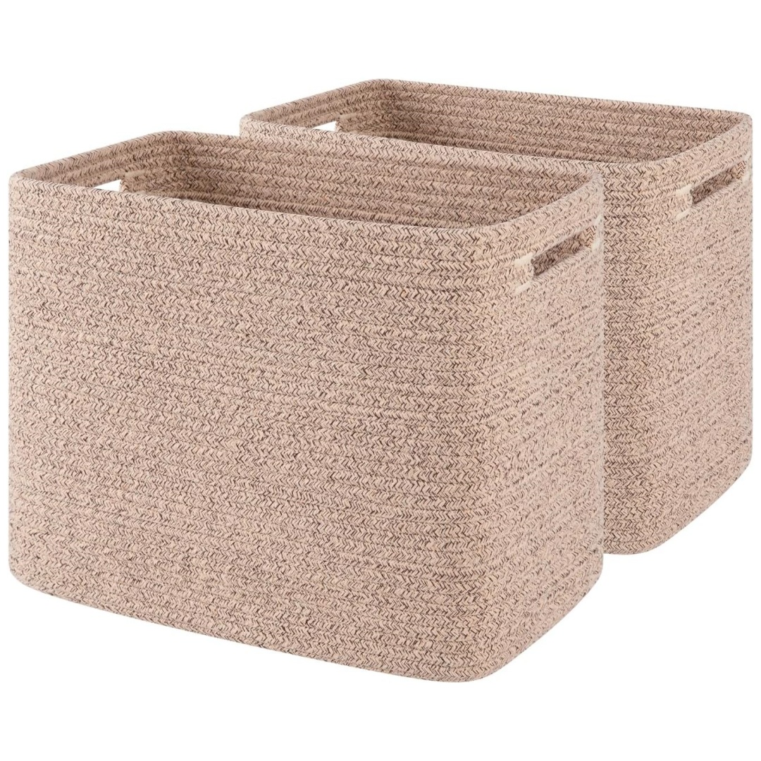Tall Cotton Rope Storage Baskets (2-Pack, 30L)
