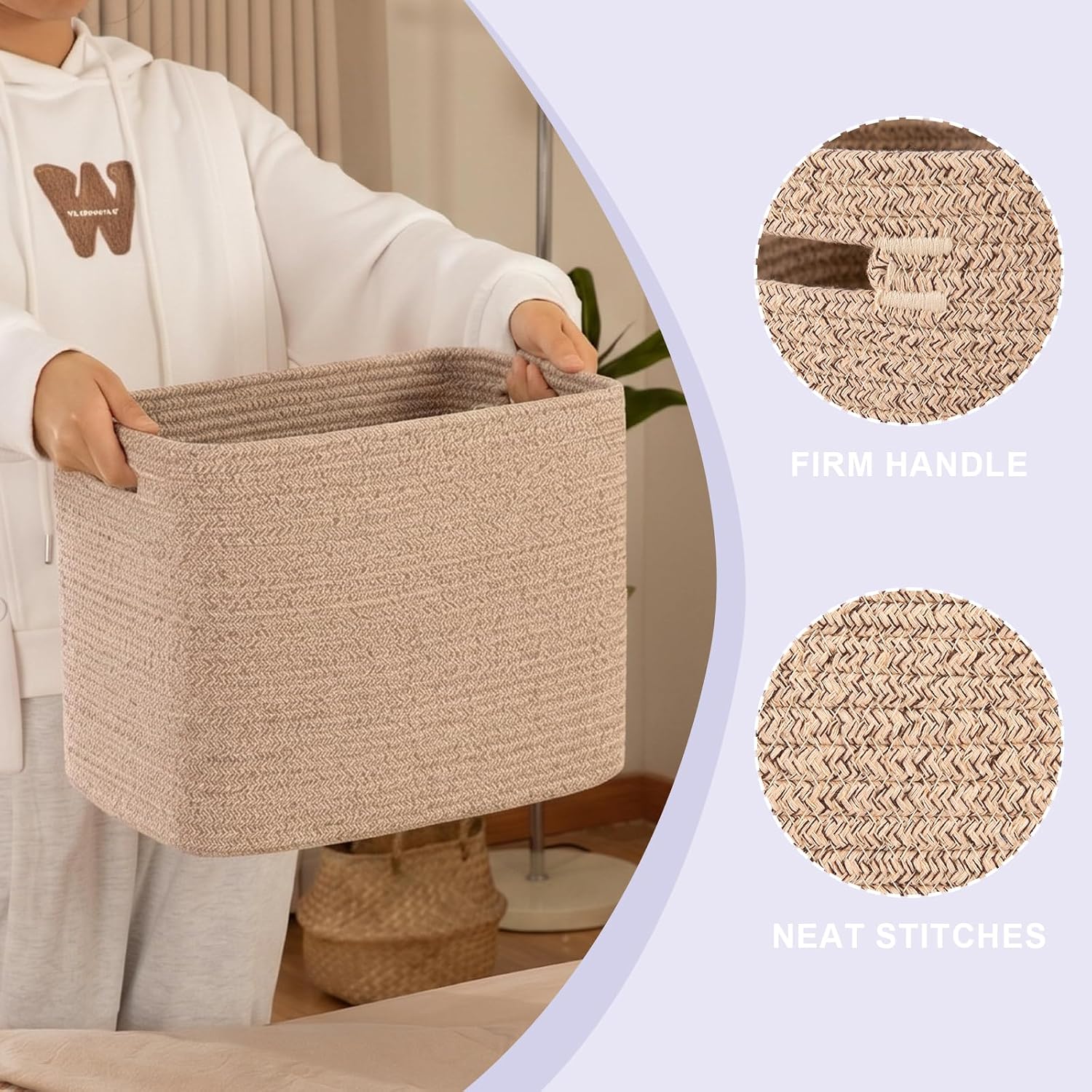 Tall Cotton Rope Storage Baskets (2-Pack, 30L)