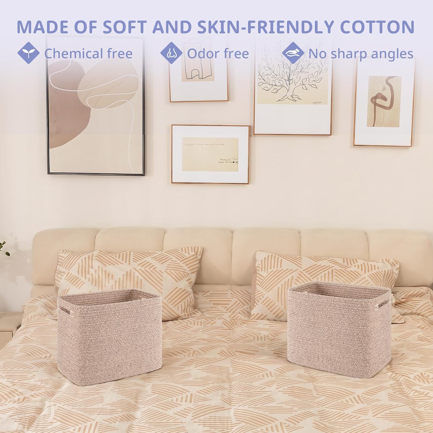 Tall Cotton Rope Storage Baskets (2-Pack, 30L)