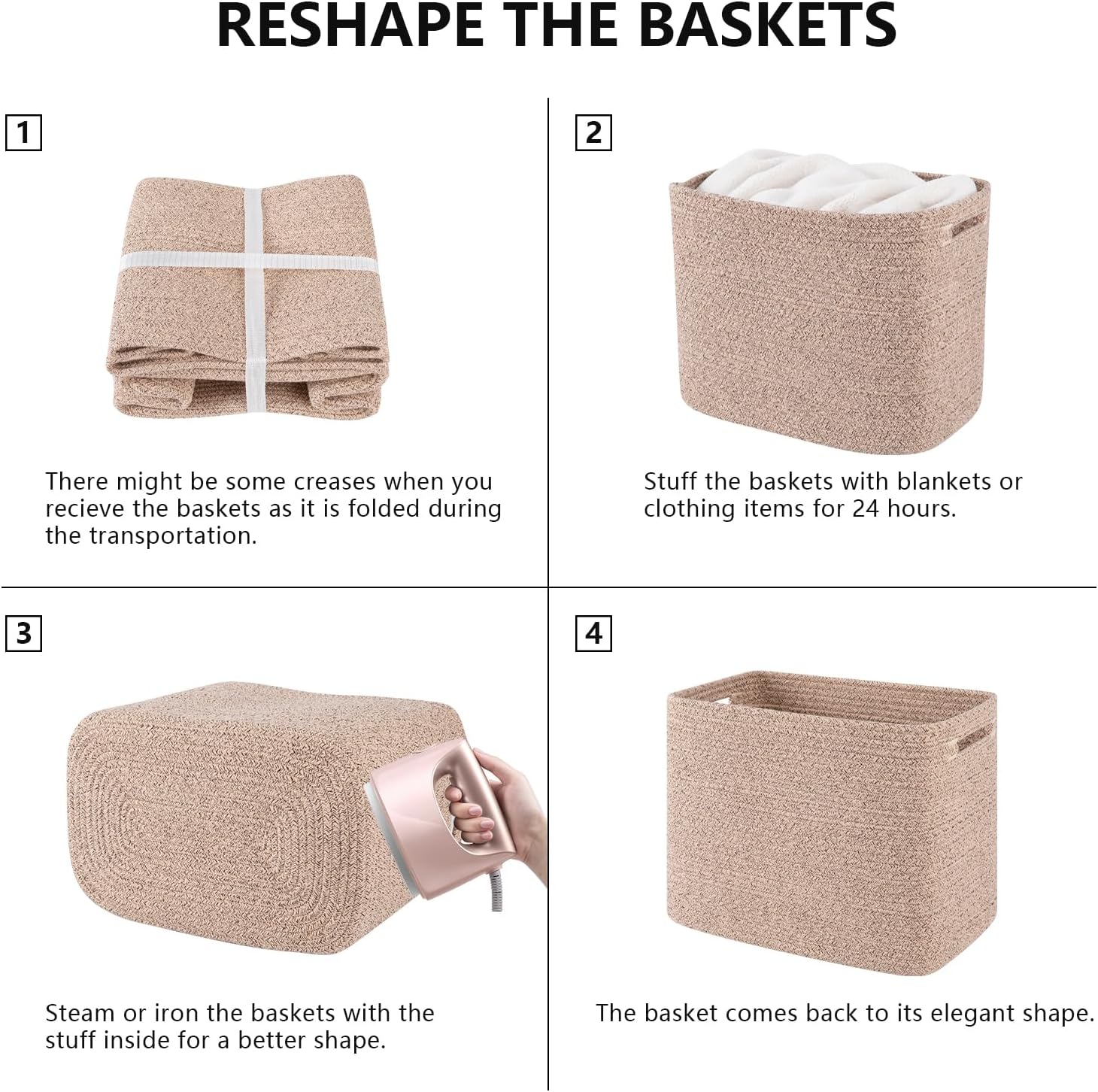 Tall Cotton Rope Storage Baskets (2-Pack, 30L)