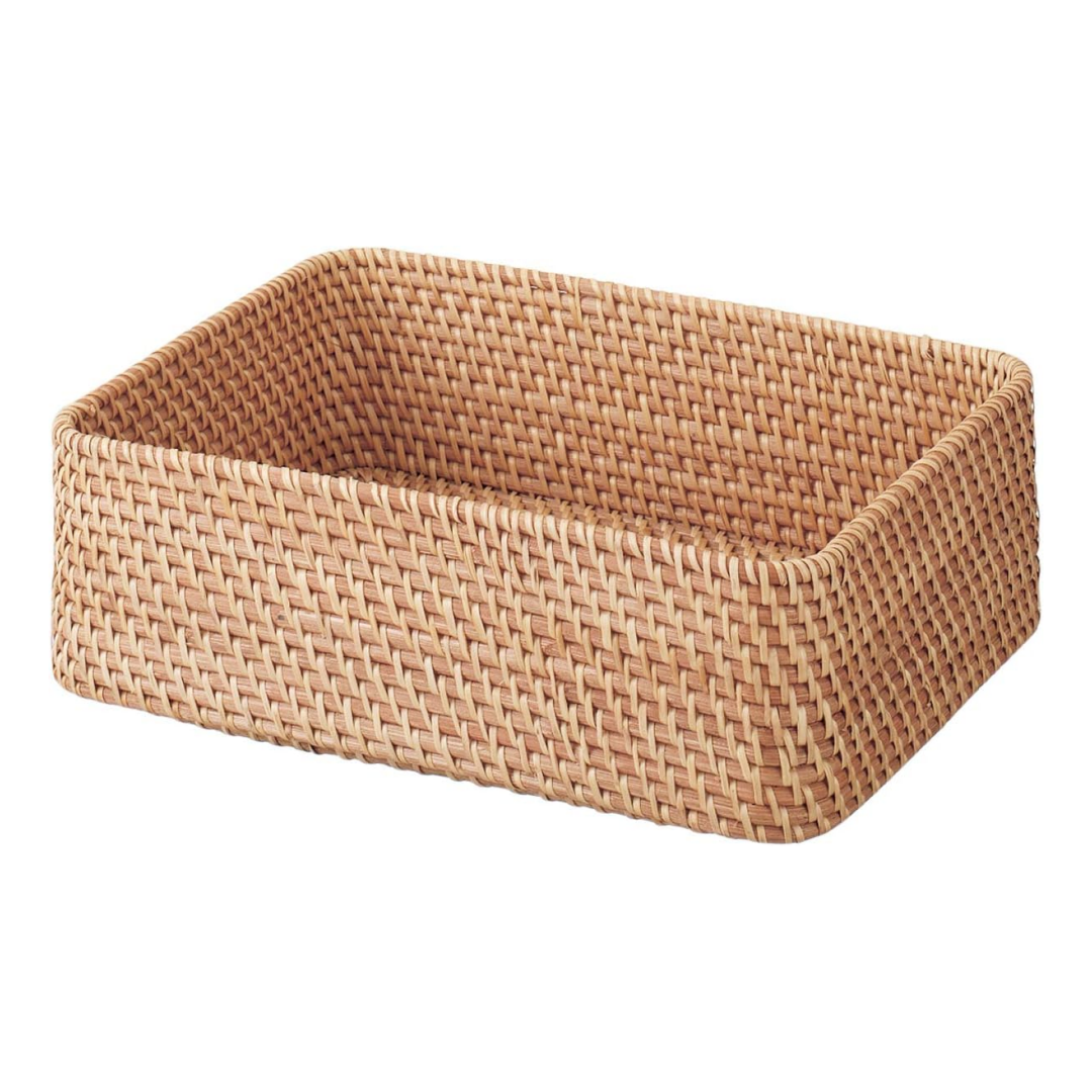 Stackable Rectangular Rattan Storage Basket