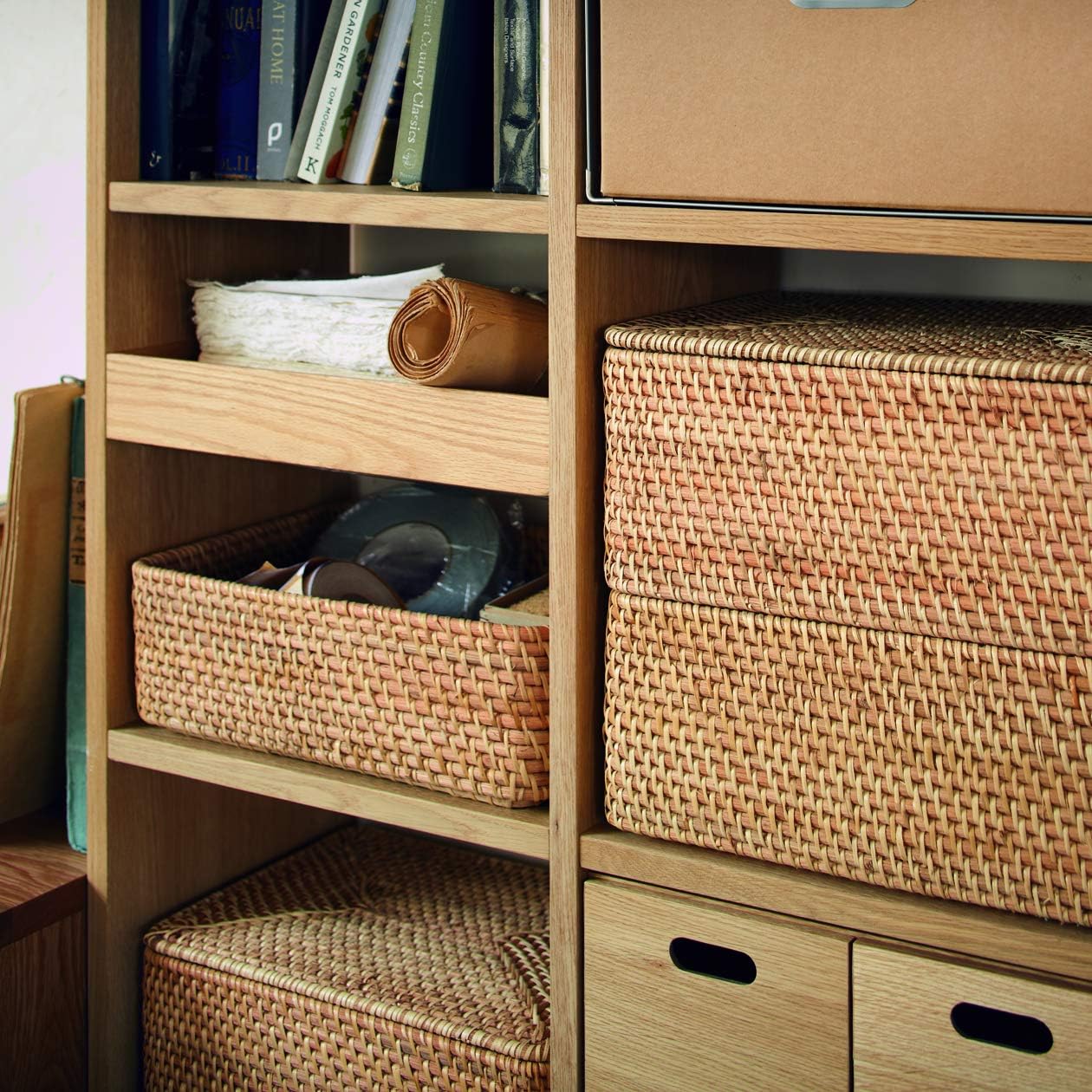 Stackable Rectangular Rattan Storage Basket