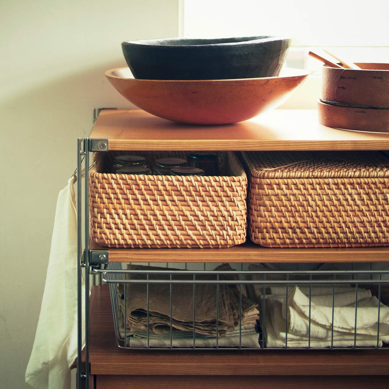 Stackable Rectangular Rattan Storage Basket