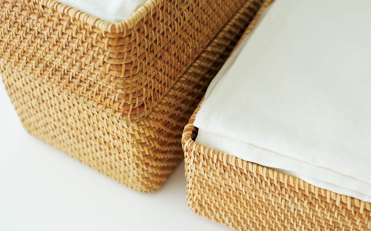 Stackable Rectangular Rattan Storage Basket