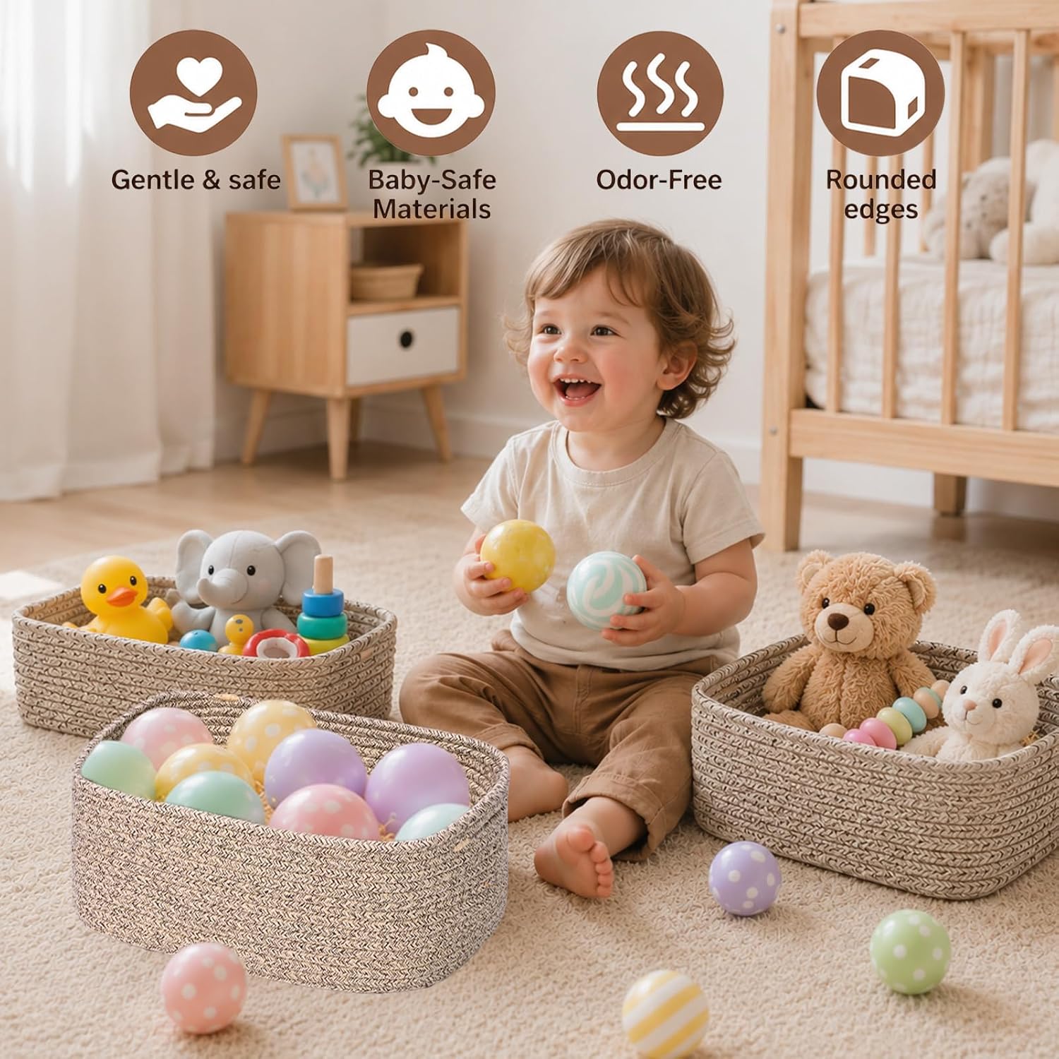 Cotton Rope Storage Baskets (Set of 6)