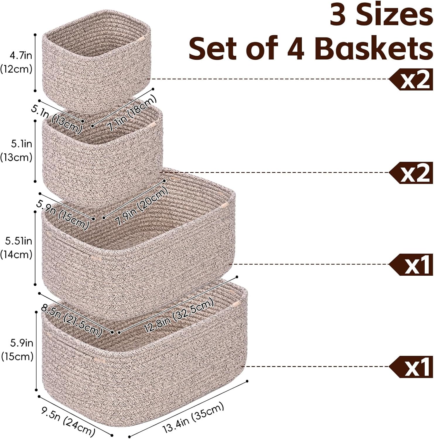 Cotton Rope Storage Baskets (Set of 6)