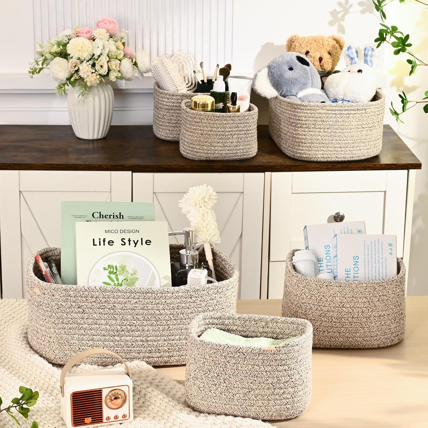 Cotton Rope Storage Baskets (Set of 6)