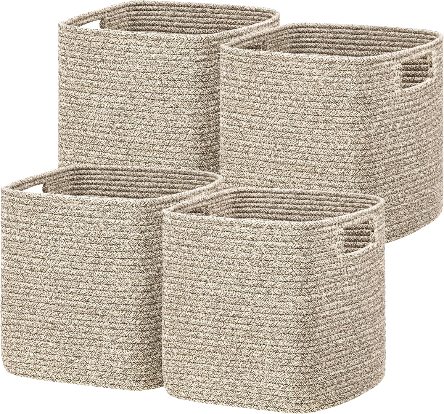 Cube Cotton Rope Storage Baskets (4-Pack, 13x13x13 Inches)