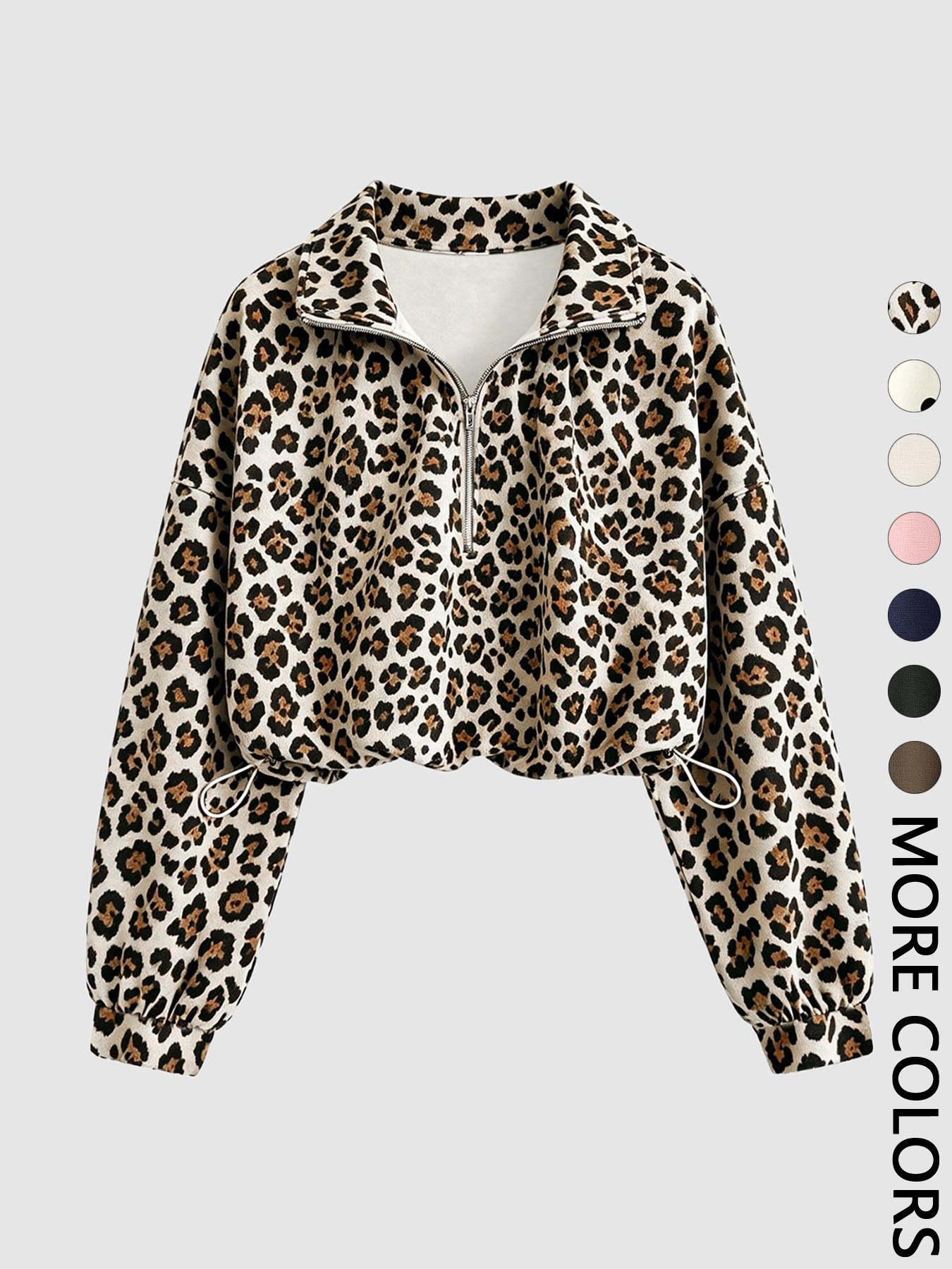 Women's Half-Zip Stand Collar Drawstring Adjustable Short Sweatshirt, Spring & Fall Casual Fashion, Comfortable and Stylish