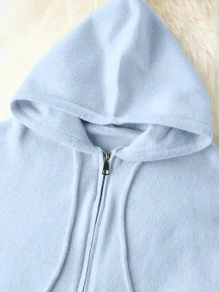 Long Sleeve Loose Knit Hoodie with Zipper Cardigan, Soft Comfortable Unique Design for Autumn & Winter Stylish Tops, Womenswear Long Sleeve Loose Knit Hoodie with Zipper Cardigan, Soft Comfortable Unique Design for Autumn & Winter Stylish Tops, Womenswear