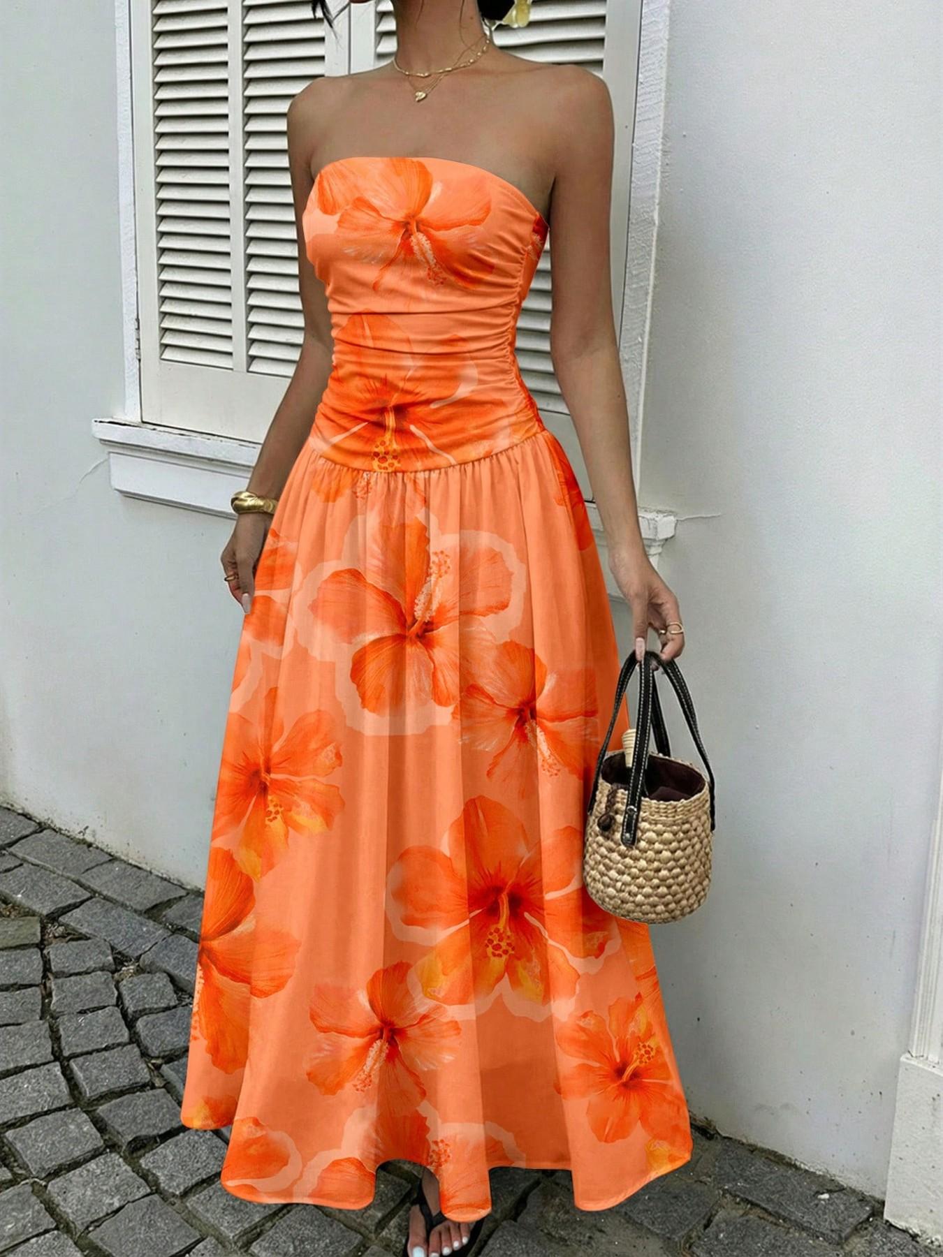 Women's Elegant Chic Fashion Polka Dot Strapless Dress, Stylish Sleeveless Maxi Dress for Parties and Casual Wear Womenswear, Elegant Evening Dress Women's Elegant Chic Fashion Polka Dot Strapless Dress, Stylish Sleeveless Maxi Dress for Parties and Casual Wear Womenswear, Elegant Evening Dress