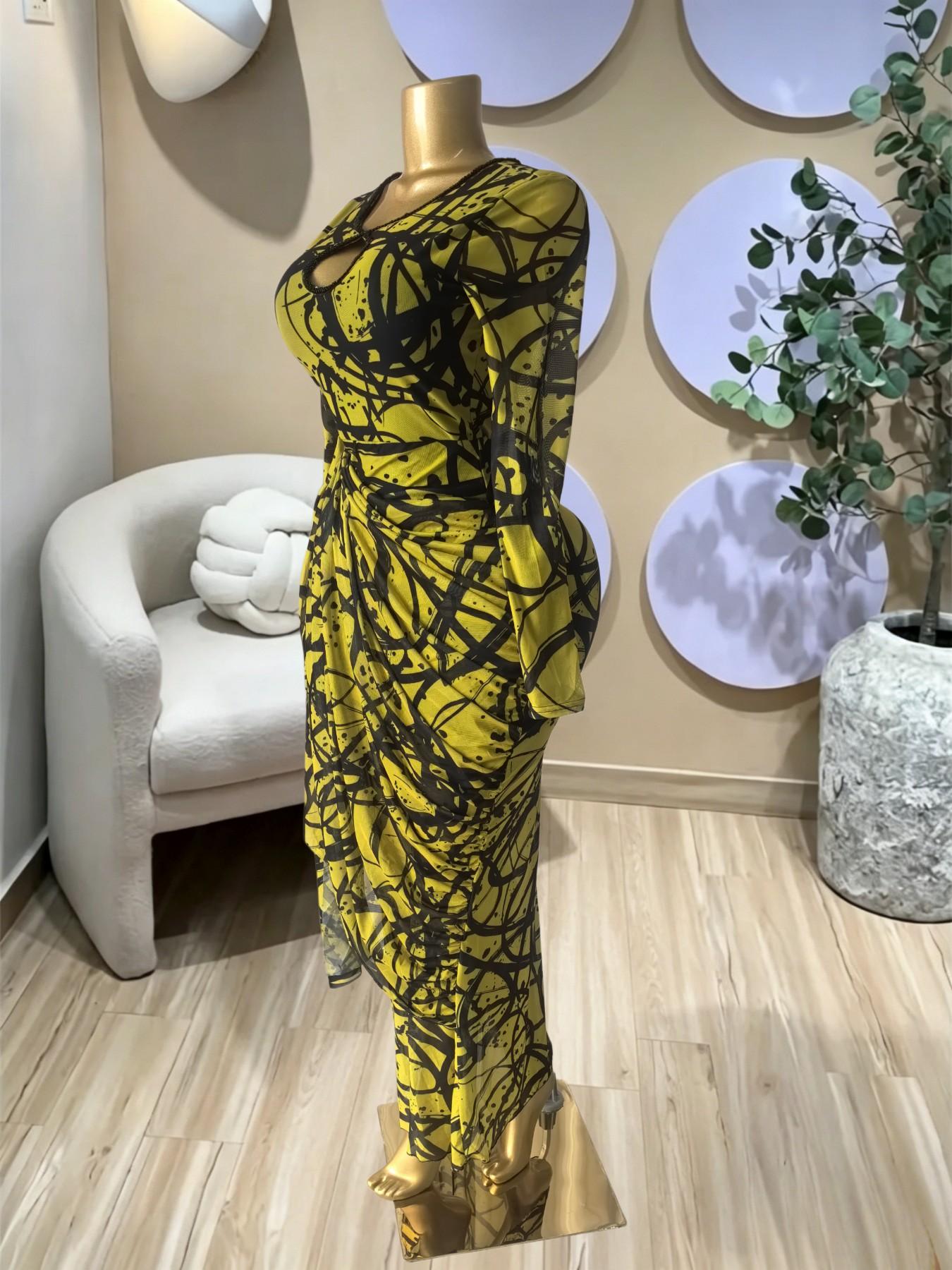 PULKRITU Elegant Women's Striped Pleated Long Sleeve Bodycon Maxi Prom Dress, Fashion Birthday Party Outfit Evening Gown, Perfect for Special Occasions,Lady Casual Dress,Female Brunch Dresses,Graduation Dress,