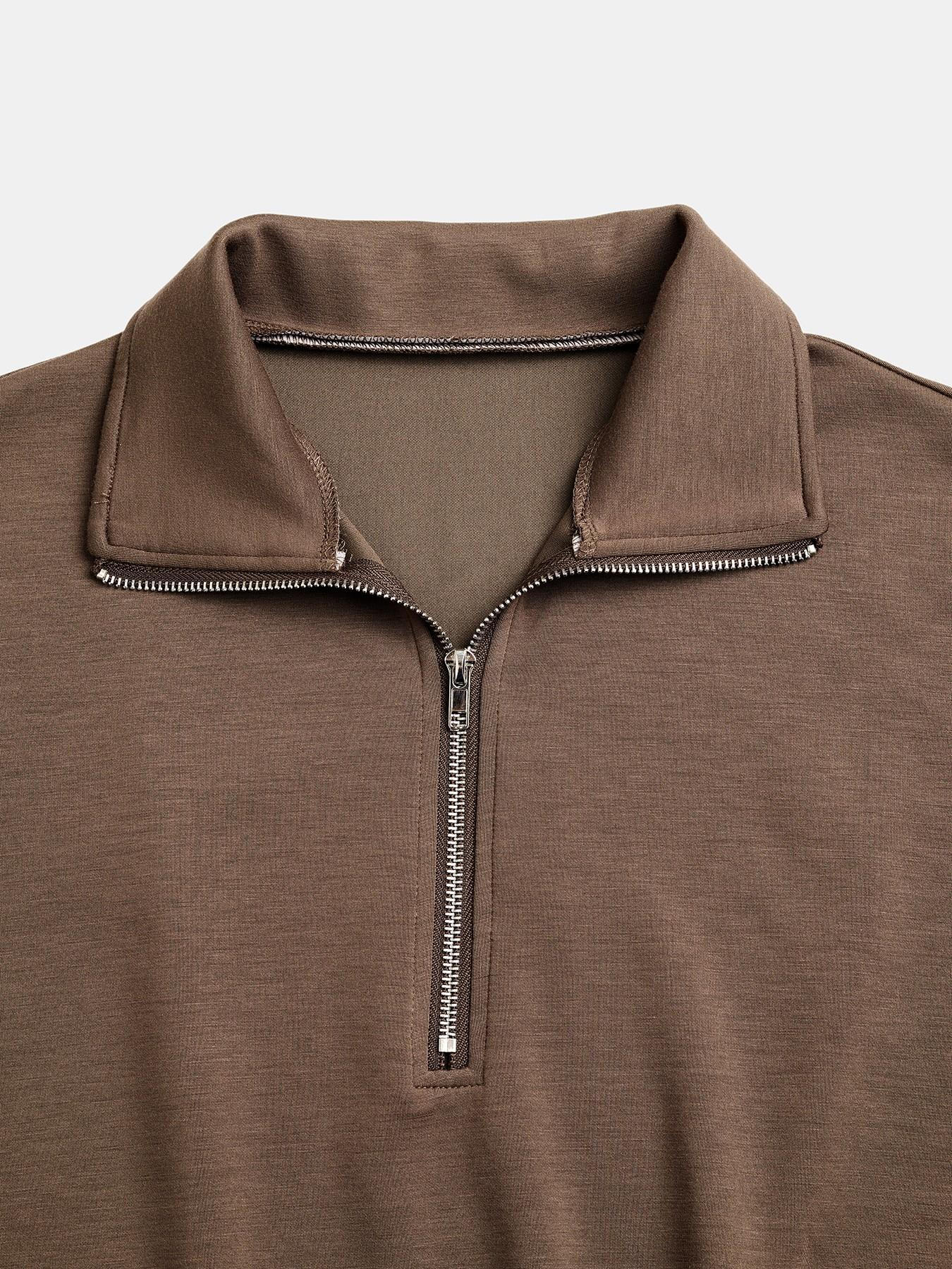 Women's Half-Zip Stand Collar Drawstring Adjustable Short Sweatshirt, Spring & Fall Casual Fashion, Comfortable and Stylish