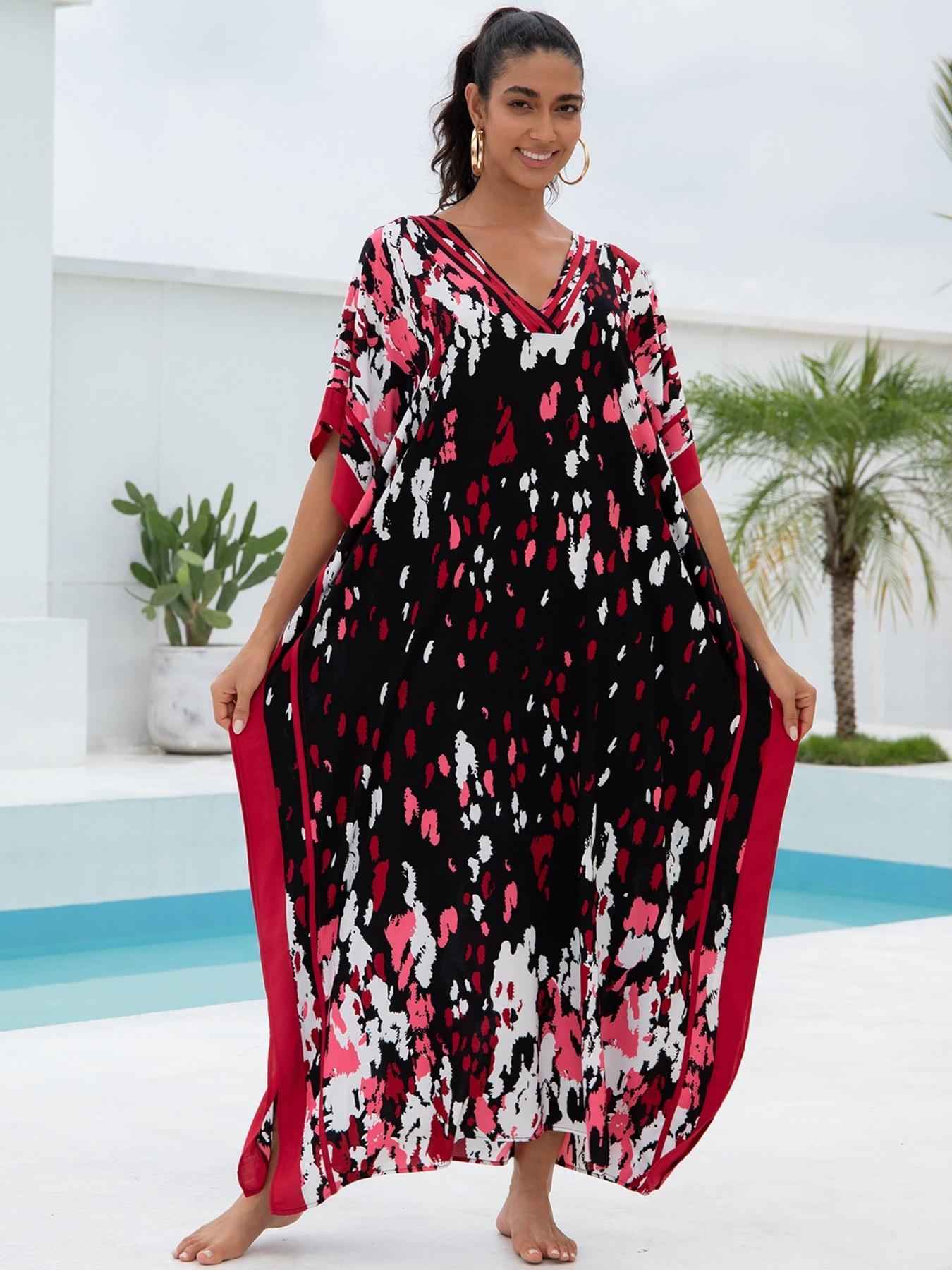 EDOLYNSA Striped Women's Casual Kaftan Long Dress Oversized Chic Bohemian House Robe Beachwear Vacation Bathing Suit Cover Up Lounge Wear Boho Summer Holiday EDOLYNSA Striped Women's Casual Kaftan Long Dress Oversized Chic Bohemian House Robe Beachwear Vacation Bathing Suit Cover Up Lounge Wear Boho Summer Holiday