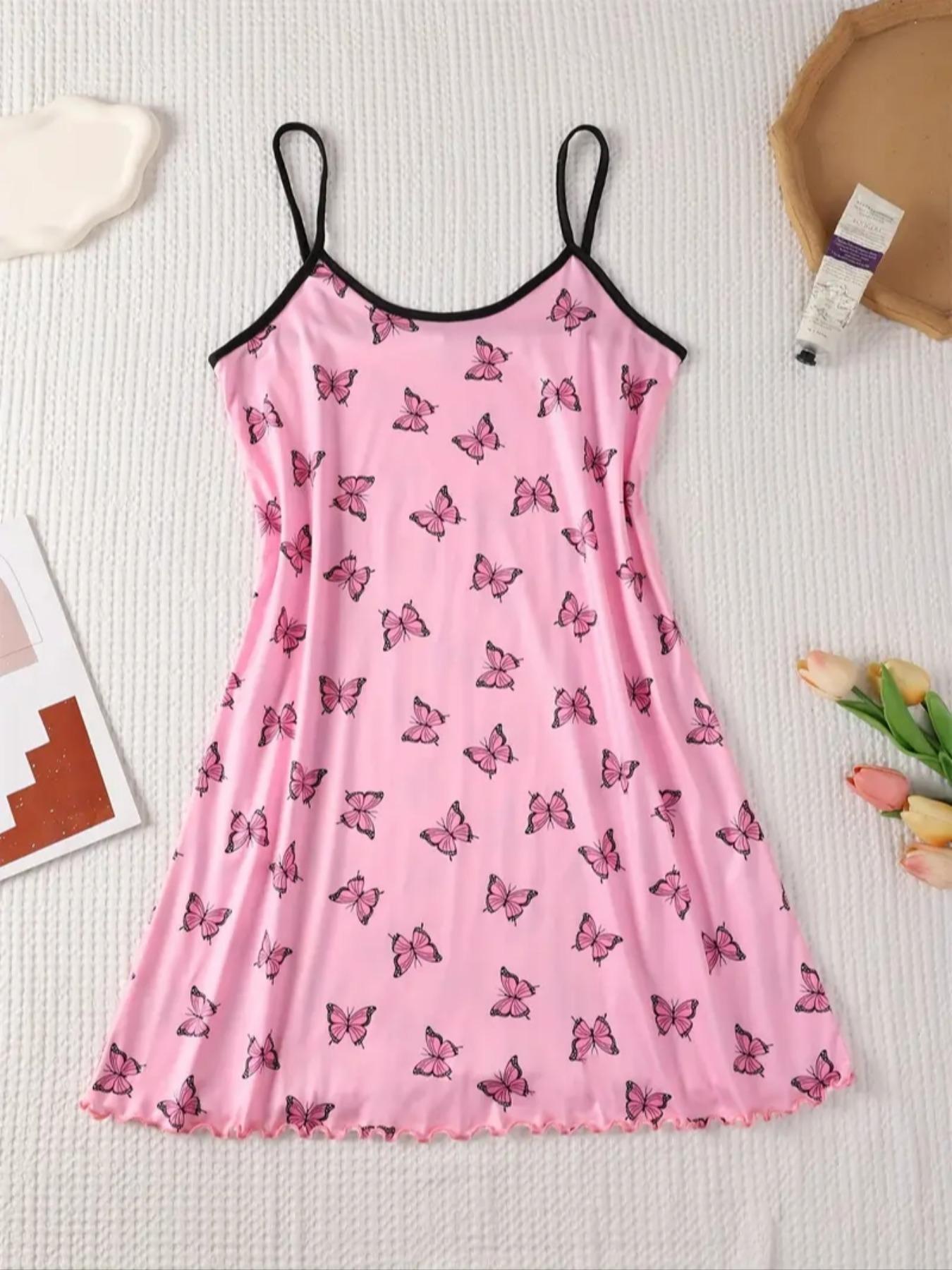 Women's All Over Print Cami Nightdress, Casual Soft Comfortable Spaghetti Strap Nightgown for All Seasons, Lady's Sleepwear for Indoor Wear, Breathable Sleep Dress Women's All Over Print Cami Nightdress, Casual Soft Comfortable Spaghetti Strap Nightgown for All Seasons, Lady's Sleepwear for Indoor Wear, Breathable Sleep Dress
