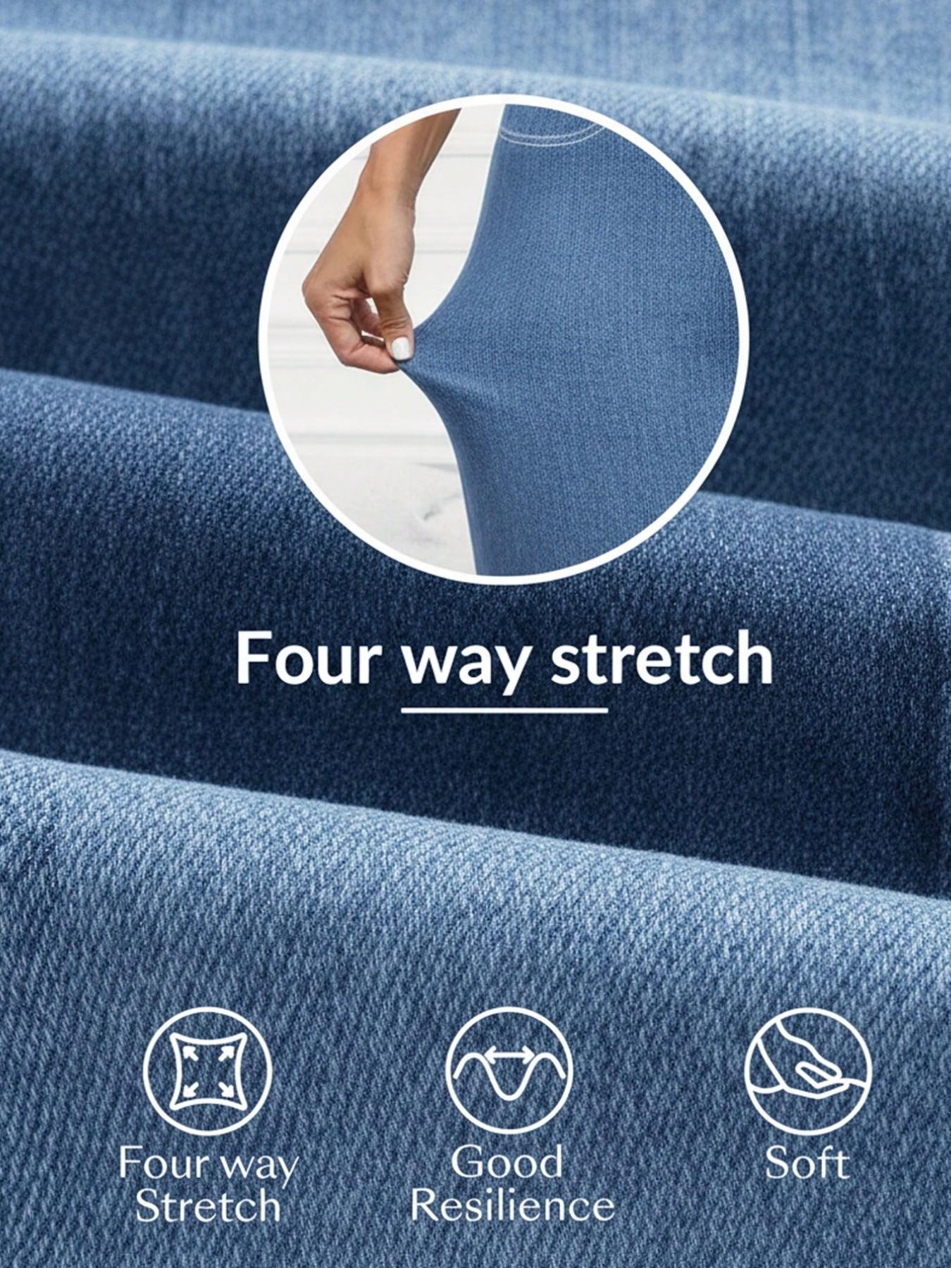 Women's High-Waisted Compression Denim Long Pants, Ultra-Elastic Waistband, Stretchy Slim Fit Streetwear, Casual Jeans