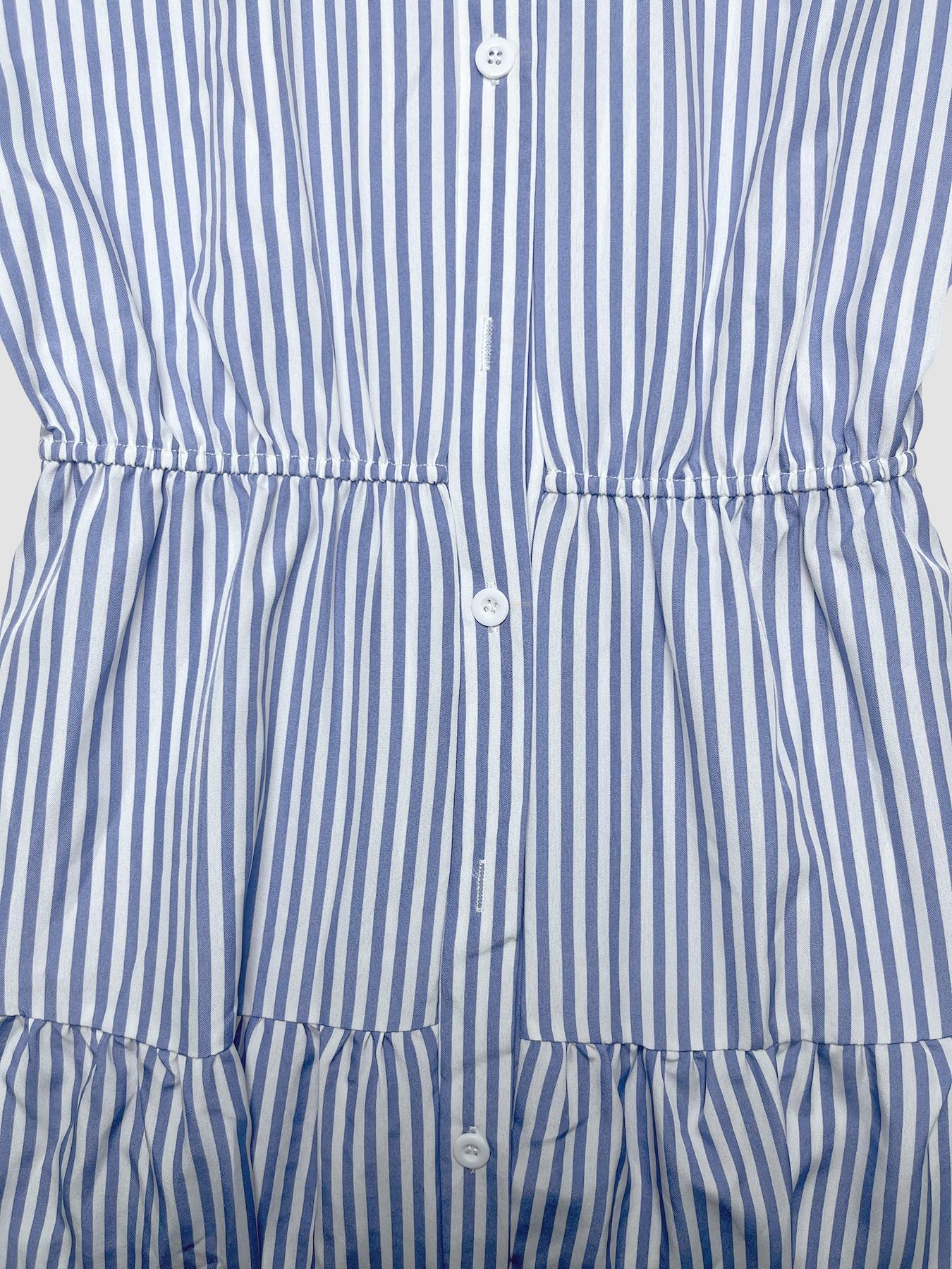 Women's Striped Print Adjustable Belted Button Dress, Elegant Casual Long Dress for Summer, Women's Clothing for Daily Wear, Fit, Womenswear Women's Striped Print Adjustable Belted Button Dress, Elegant Casual Long Dress for Summer, Women's Clothing for Daily Wear, Fit, Womenswear