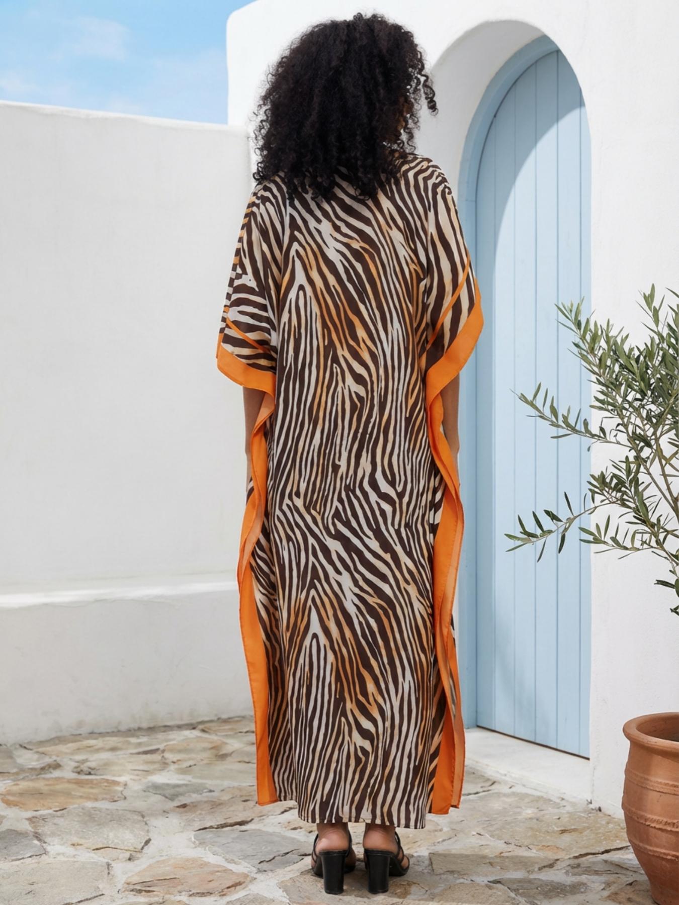 EDOLYNSA Striped Women's Casual Kaftan Long Dress Oversized Chic Bohemian House Robe Beachwear Vacation Bathing Suit Cover Up Lounge Wear Boho Summer Holiday EDOLYNSA Striped Women's Casual Kaftan Long Dress Oversized Chic Bohemian House Robe Beachwear Vacation Bathing Suit Cover Up Lounge Wear Boho Summer Holiday