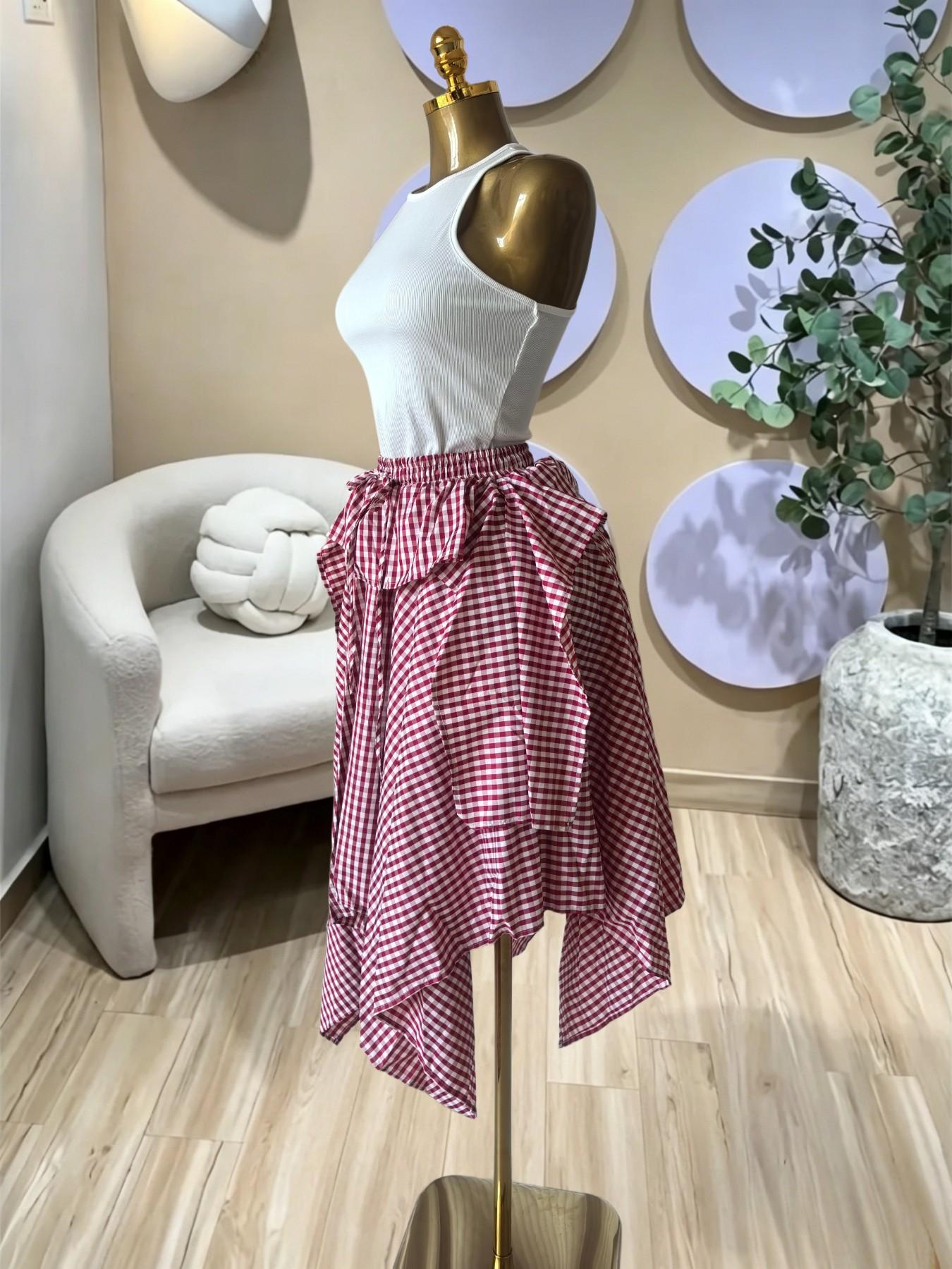 PULKRITU Elegant Women's Sleeveless  Knit Tank Top and Asymmetrical Skirt Set, High Waist Striped Ruffle Dress Two-Piece,Casual Beach Resort Birthday, Vacation Street Lady Two-Piece Set,Female Fashion 2 Piece Co-ord Set, Casual Everyday Set
