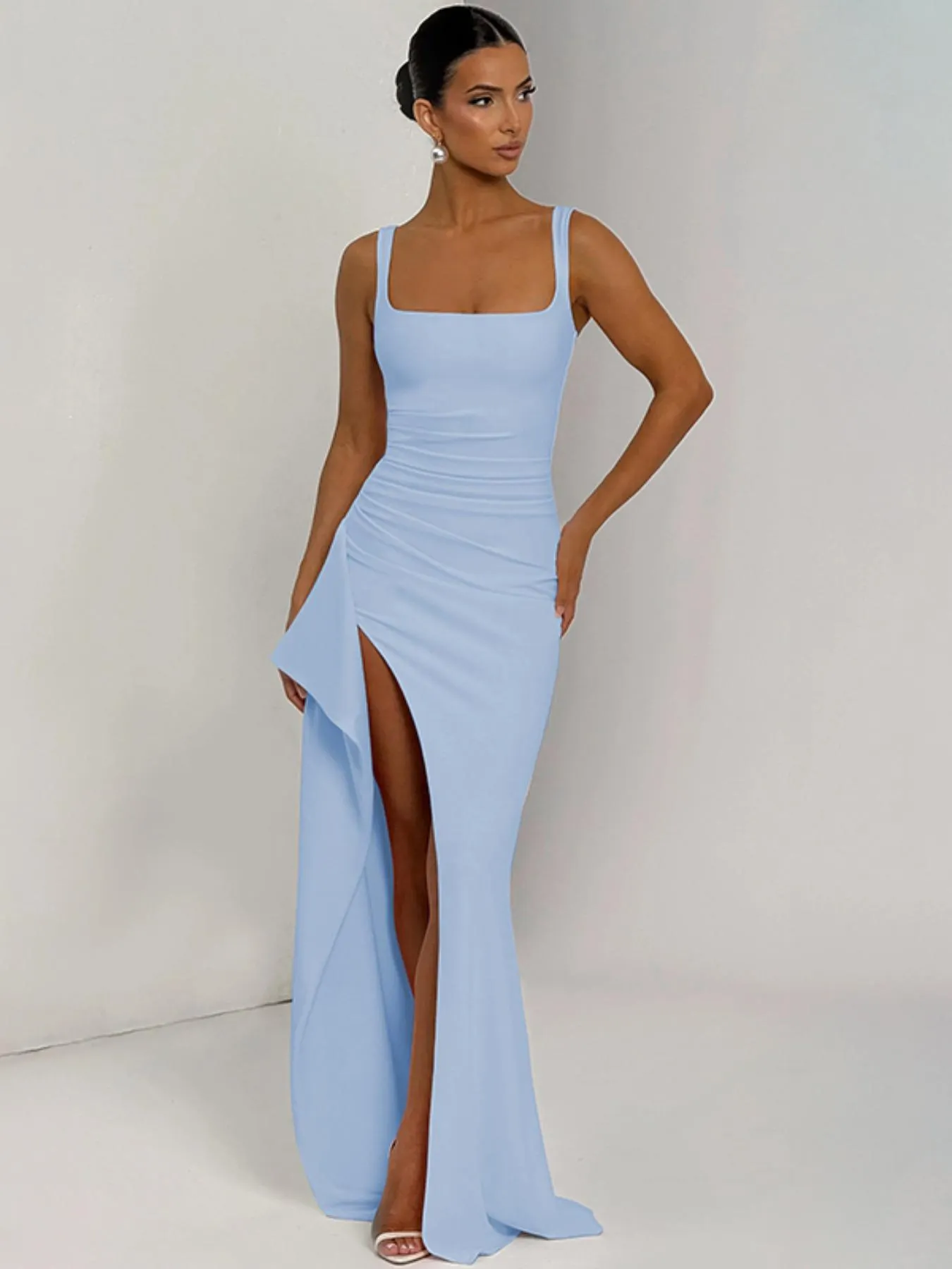 Women's Plain Split Thigh Backless Dress, Elegant Sexy Sleeveless Dress for Party Club Dating Wear, Ladies Clothes for All Seasons, Floor Length Slip Dress Women's Plain Split Thigh Backless Dress, Elegant Sexy Sleeveless Dress for Party Club Dating Wear, Ladies Clothes for All Seasons, Floor Length Slip Dress