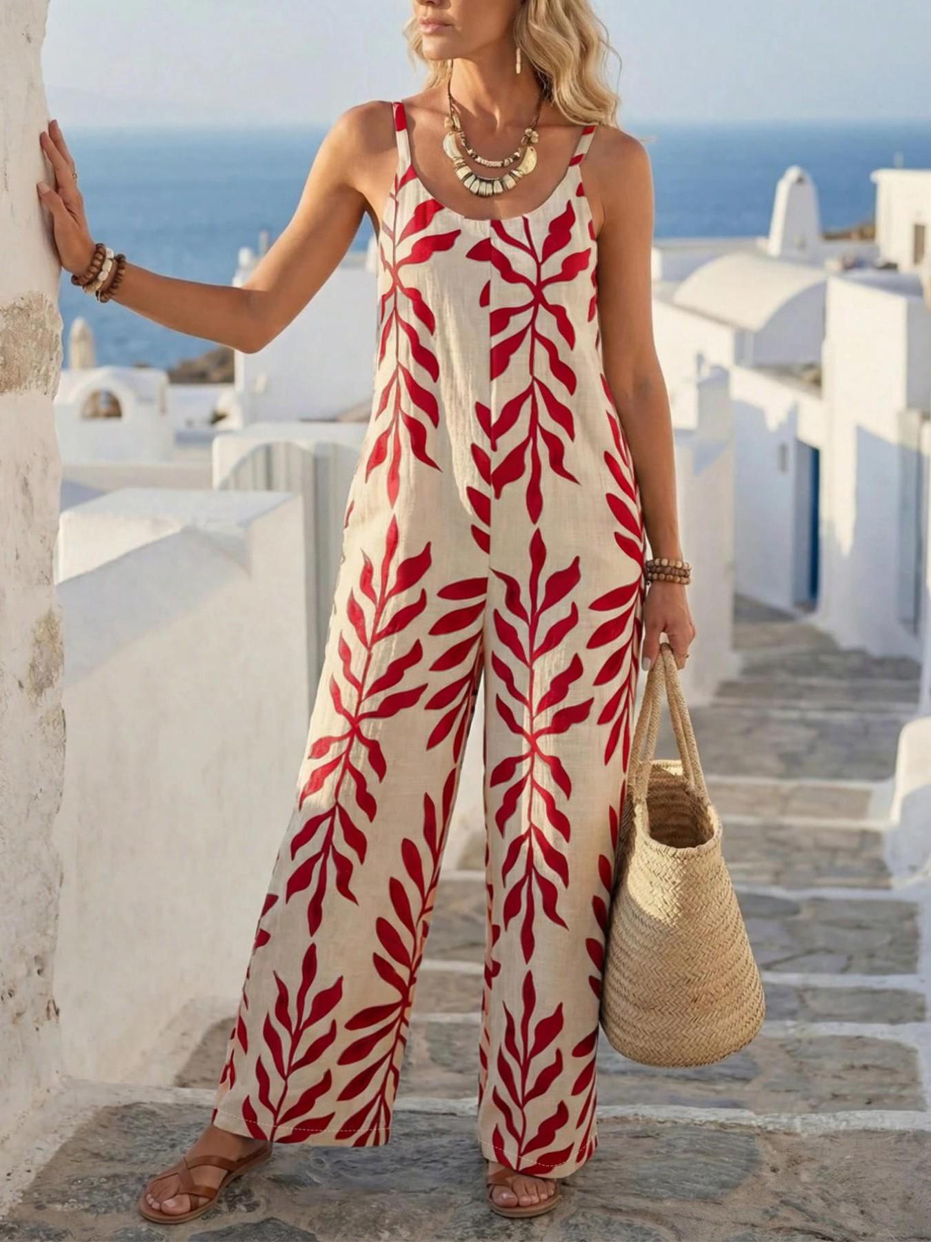 Women's Casual Chic Bohemian Printed Loose One-Piece Jumpsuit, Summer Fashion Sleeveless Jumpsuit, Comfortable and Stylish Boho Overall, Casual Sleeveless Overalls, Casual Jumpsuits, Loose Fit Overall, Casual Style Jumpsuit Women's Casual Chic Bohemian Printed Loose One-Piece Jumpsuit, Summer Fashion Sleeveless Jumpsuit, Comfortable and Stylish Boho Overall, Casual Sleeveless Overalls, Casual Jumpsuits, Loose Fit Overall, Casual Style Jumpsuit