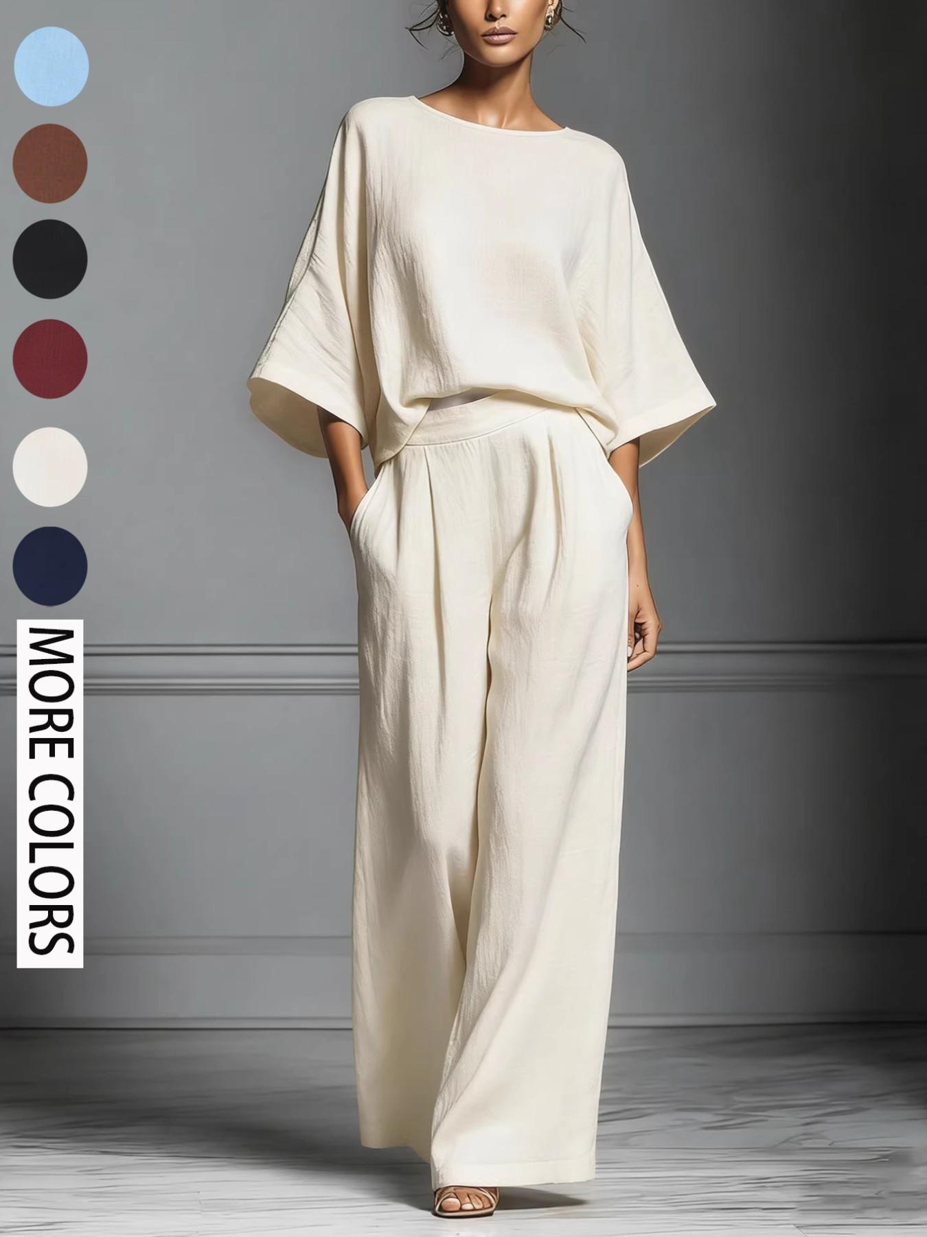 Women's 2026 Summer Bell-Sleeve Loose Clothing Set, Elegant Casual Trendy Outfit for Daily Wear