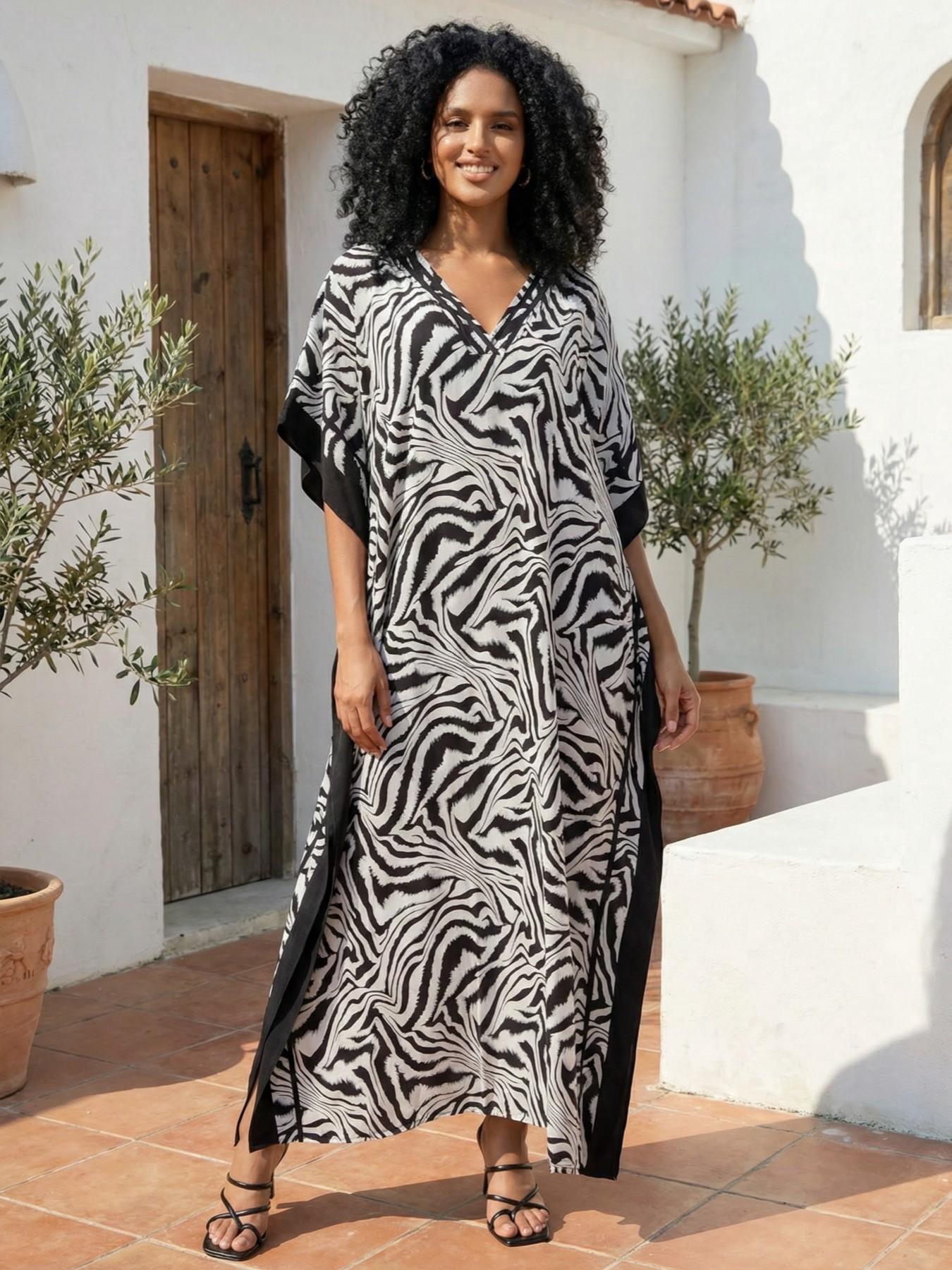 EDOLYNSA Striped Women's Casual Kaftan Long Dress Oversized Chic Bohemian House Robe Beachwear Vacation Bathing Suit Cover Up Lounge Wear Boho Summer Holiday EDOLYNSA Striped Women's Casual Kaftan Long Dress Oversized Chic Bohemian House Robe Beachwear Vacation Bathing Suit Cover Up Lounge Wear Boho Summer Holiday