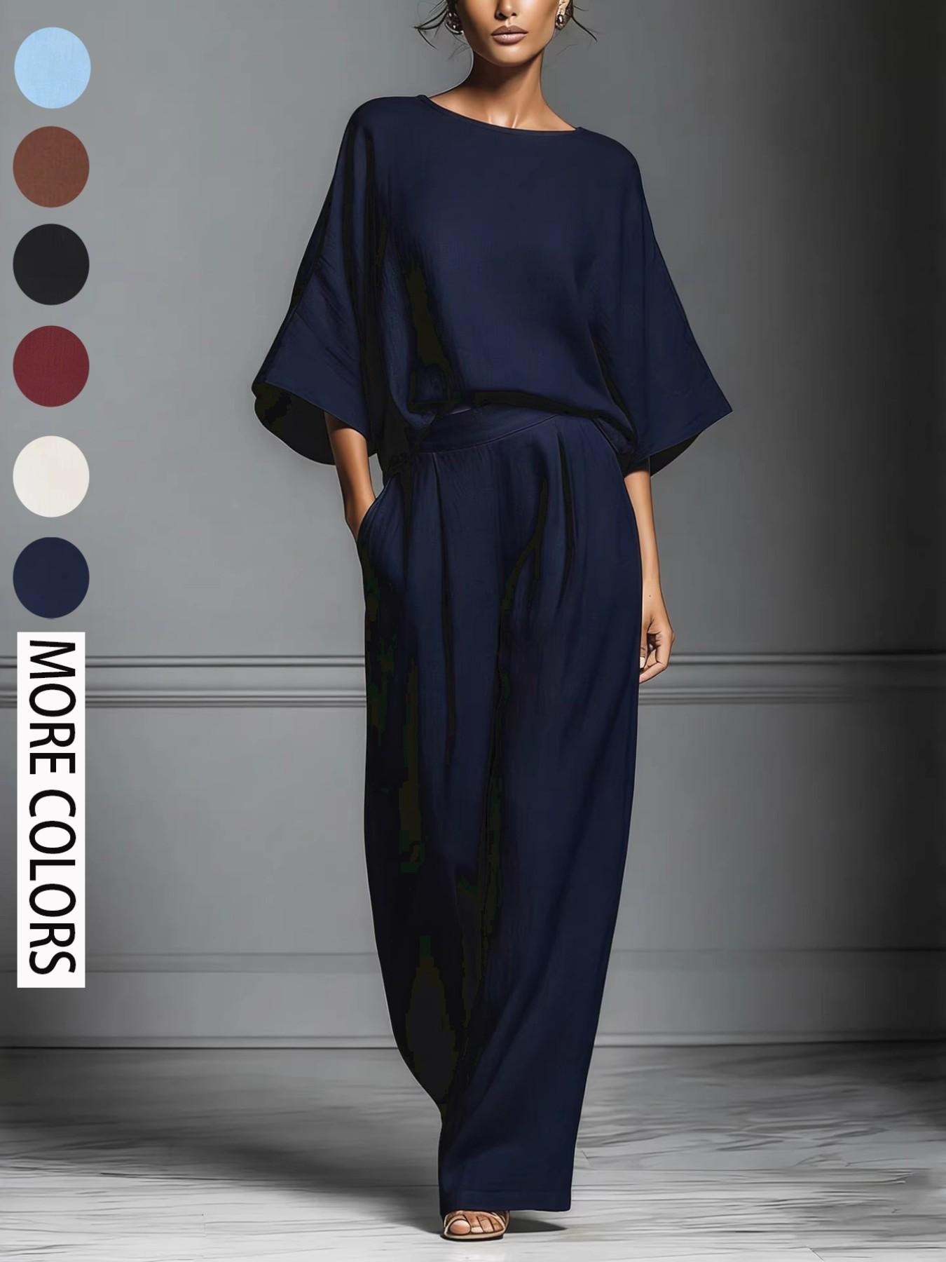 Women's 2026 Summer Bell-Sleeve Loose Clothing Set, Elegant Casual Trendy Outfit for Daily Wear