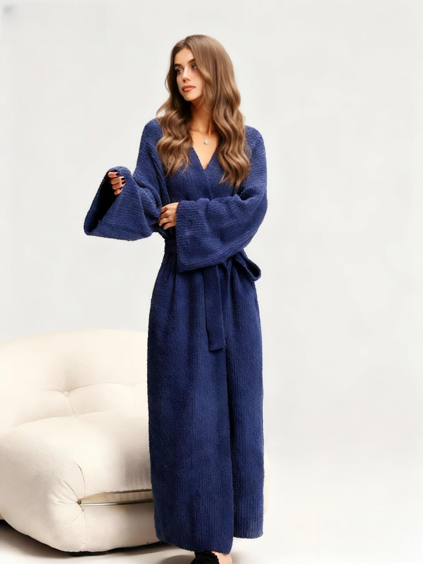 [COZY Soft Plush Feel] Women's Double-Sided Fleece Robe｜Thickened Long Plush Loungewear｜Warm Flannel Pajamas Nightwear for Fall & Winter｜Soft, Cozy, and Wearable Indoors & Outdoors