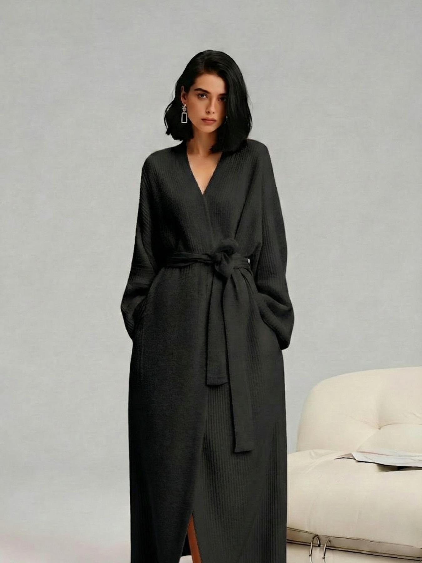 [COZY Soft Plush Feel] Women's Double-Sided Fleece Robe｜Thickened Long Plush Loungewear｜Warm Flannel Pajamas Nightwear for Fall & Winter｜Soft, Cozy, and Wearable Indoors & Outdoors