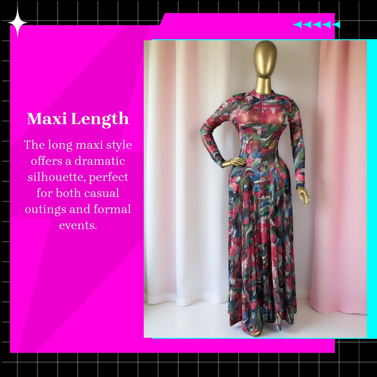 Women's PULKRITU Round-Neck Long Sleeve Woven Maxi Dress, Romantic Valentine's Day Party Outfit Gown, Sexy Mesh Sheer Dress, Spring Lady Dress for Evening Club Wear, Elegant Evening Wear, Formal, Evening Party Dresses, Womenswear