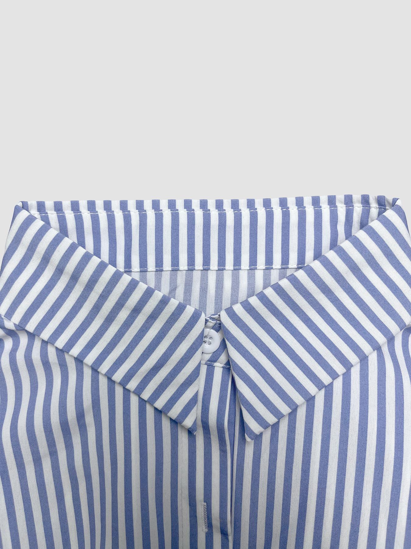 Women's Striped Print Adjustable Belted Button Dress, Elegant Casual Long Dress for Summer, Women's Clothing for Daily Wear, Fit, Womenswear Women's Striped Print Adjustable Belted Button Dress, Elegant Casual Long Dress for Summer, Women's Clothing for Daily Wear, Fit, Womenswear