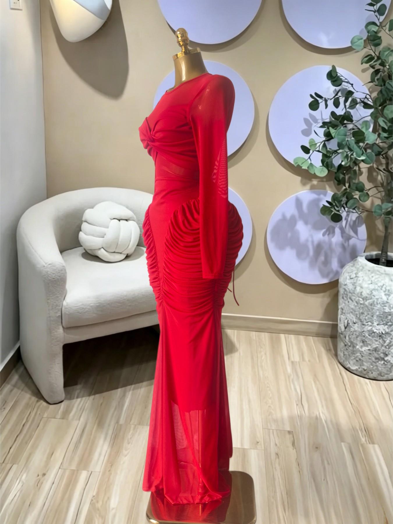 PULKRITU Elegant Aesthetic Women's Long Sleeve Patchwork Pleated Tiered Tie Smoked Formal Prom Dress, Vacation Fashion Party Outfit Birthday Gown, Lady Casual Skirt,Female Brunch Dresses,Graduation Dresses, Evening Wear Gown